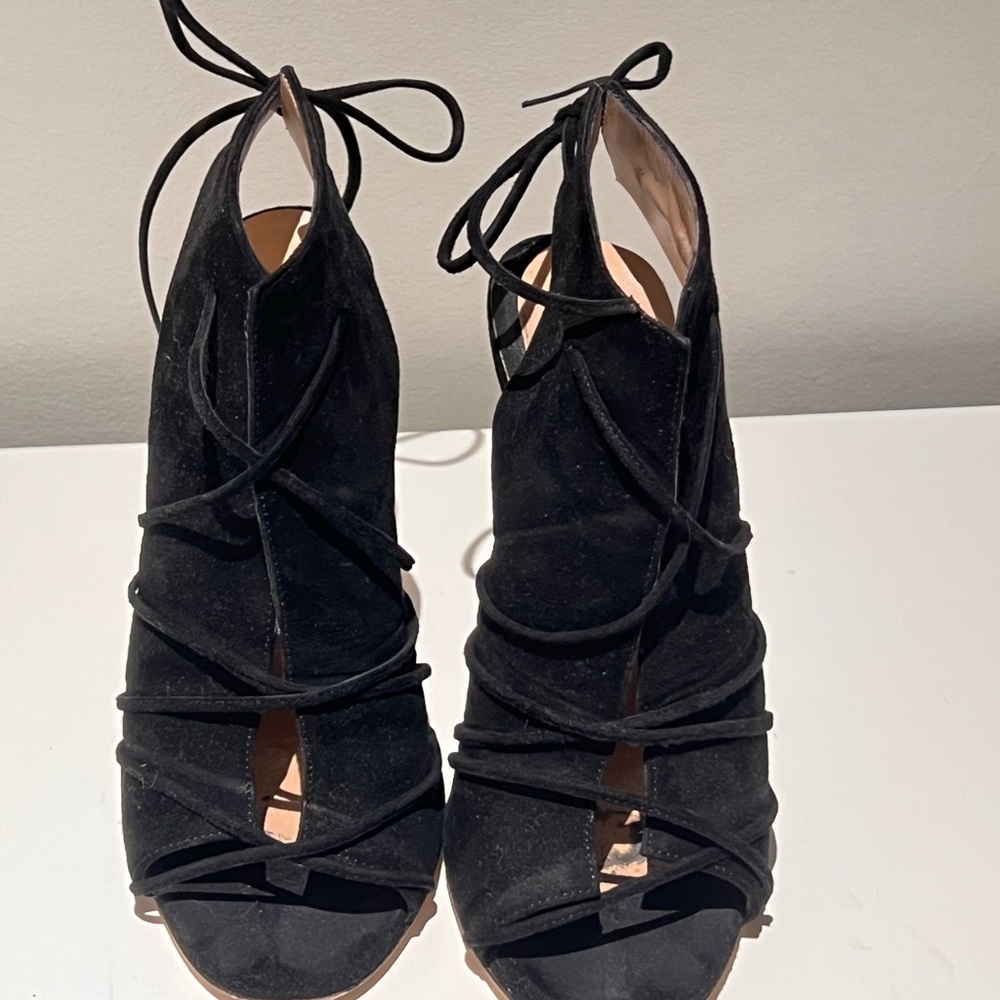 M. Gemi Black Lace-Up Heels
